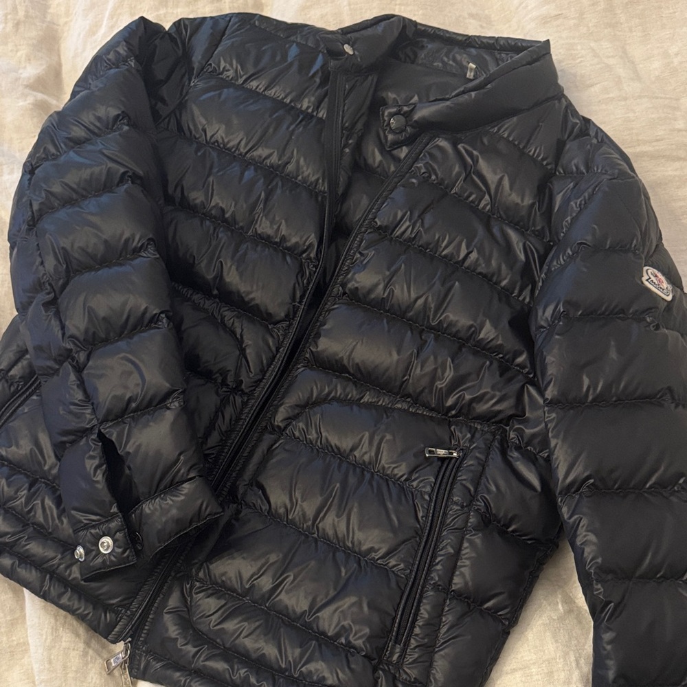 Moncler Dark Puffer Jacket with Logo